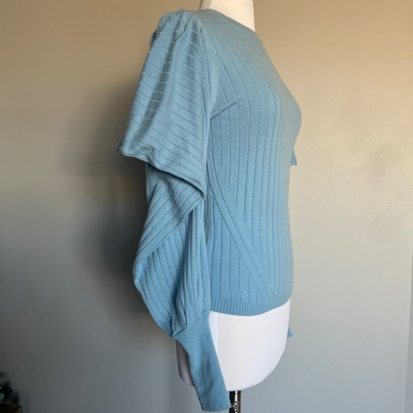 TED BAKER Bubless Extreme Puff Sleeve Knit Cocktail Blue Sweater Jumper Top - Picture 9 of 16